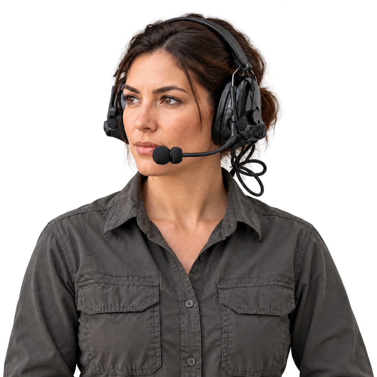 Comtac-Style Electronic Headset shown on a model