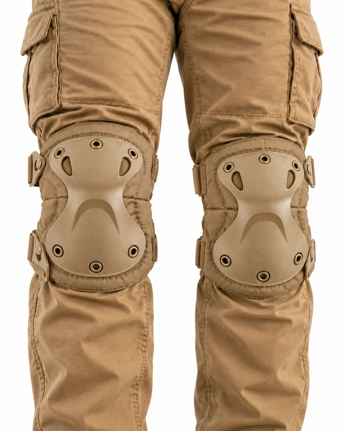 Tan knee pad close-up